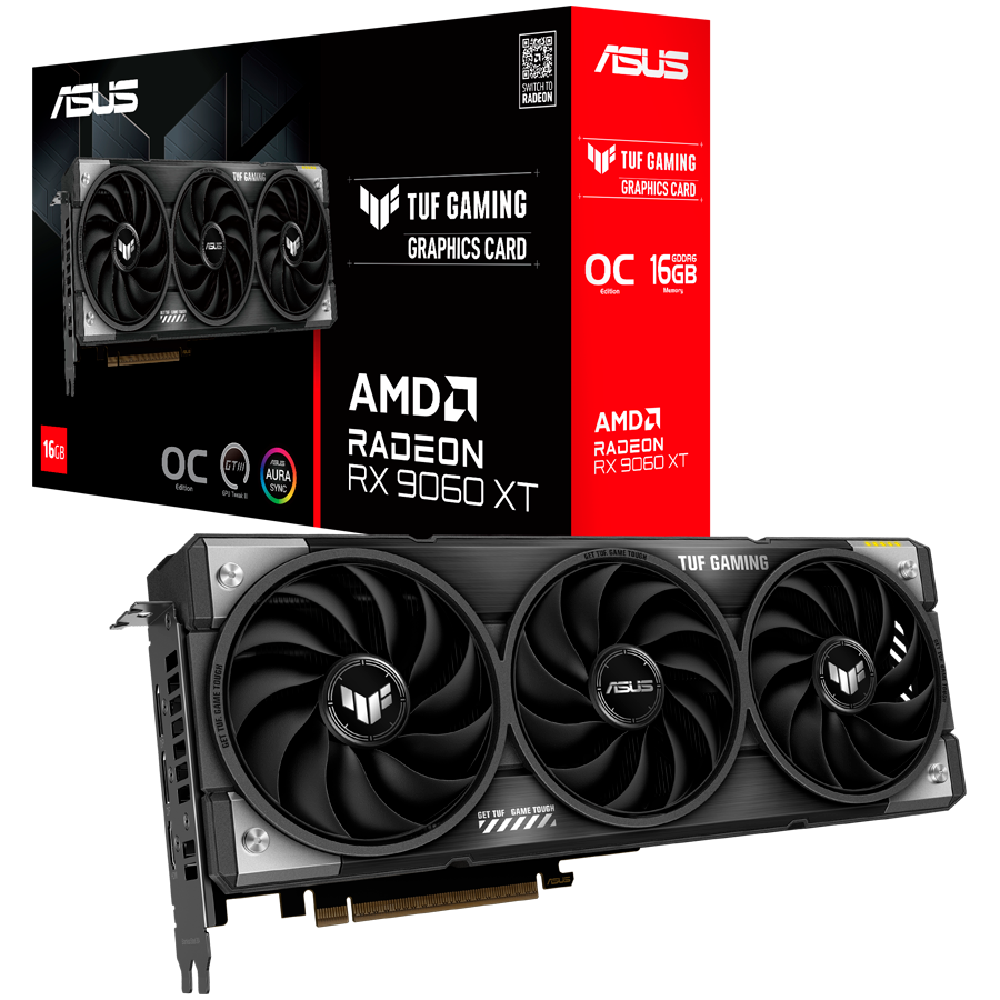 ASUS TUF Gaming Radeon RX 9060 XT OC Edition 16GB GDDR6 (TUF-RX9060XT-O16G-GAMING) grafična kartica, PCIe 5.0, 1xHDMI 2.1b, 2xDisplayPort 2.1a