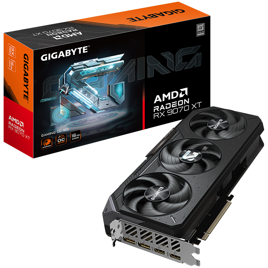 GIGABYTE Radeon RX 9070 XT GAMING OC 16G GDDR6 grafična kartica, PCIe 5.0, 2xHDMI 2.1b, 2xDisplayPort 2.1a
