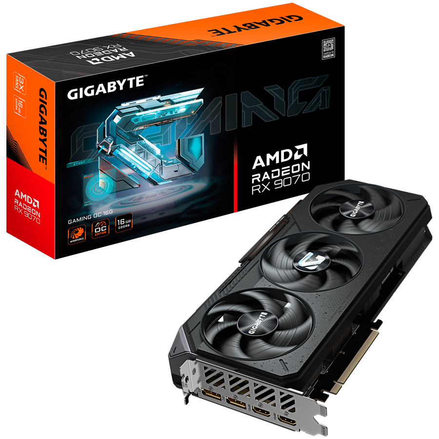 GIGABYTE Radeon RX 9070 GAMING OC 16G GDDR6 grafična kartica, PCIe 5.0, 2xHDMI 2.1b, 2xDisplayPort 2.1a