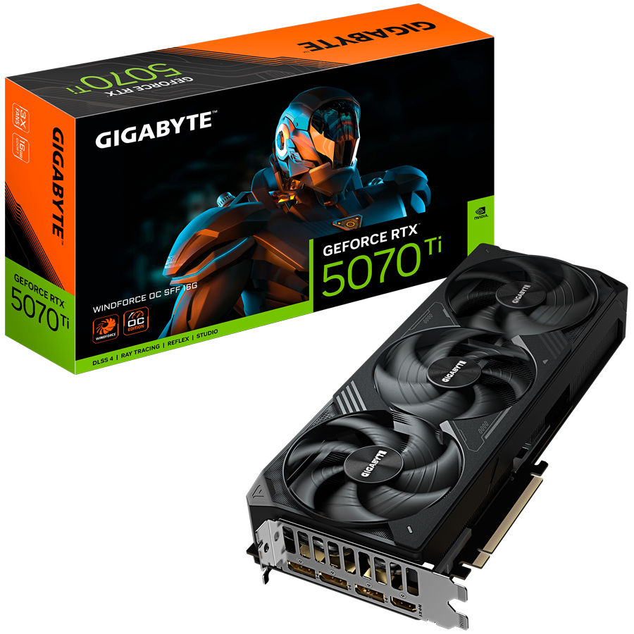 GIGABYTE GeForce RTX 5070 Ti WINDFORCE OC SFF 16G GDDR7 grafična kartica, PCIe 5.0, 1xHDMI 2.1b, 3xDisplayPort 2.1b