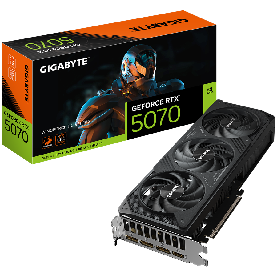 GIGABYTE GeForce RTX 5070 WINDFORCE OC SFF 12G GDDR7 grafična kartica, PCIe 5.0, 1xHDMI 2.1b, 3xDisplayPort 2.1b
