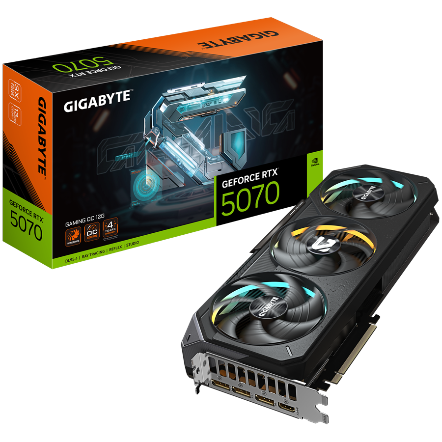 GIGABYTE GeForce RTX 5070 GAMING OC 12G GDDR7 grafična kartica, PCIe 5.0, 1xHDMI 2.1b, 3xDisplayPort 2.1b