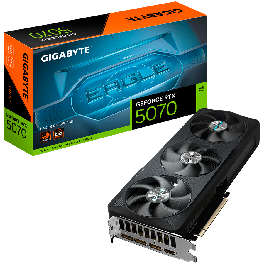 GIGABYTE GeForce RTX 5070 EAGLE OC SFF 12G GDDR7 grafična kartica, PCIe 5.0, 1xHDMI 2.1b, 3xDisplayPort 2.1b