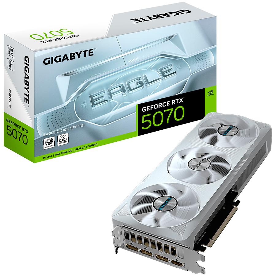 GIGABYTE GeForce RTX 5070 EAGLE OC ICE SFF 12G GDDR7 grafična kartica, PCIe 5.0, 1xHDMI 2.1b, 3xDisplayPort 2.1b