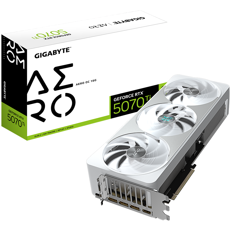 GIGABYTE GeForce RTX 5070 Ti AERO OC 16G GDDR7 grafična kartica, PCIe 5.0, 1xHDMI 2.1b, 3xDisplayPort 2.1b