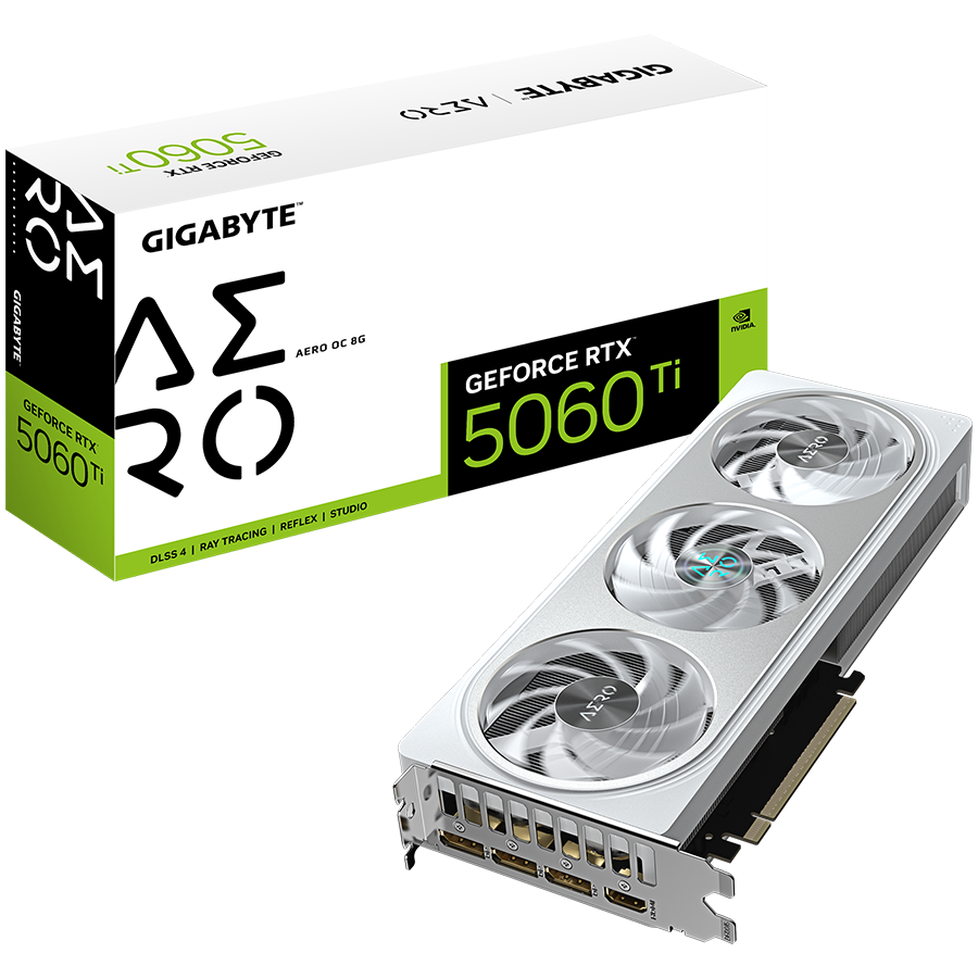 GIGABYTE GeForce RTX 5060 Ti AERO OC 8G GDDR7 grafična kartica, PCIe 5.0, 1xHDMI 2.1b, 3xDisplayPort 2.1b