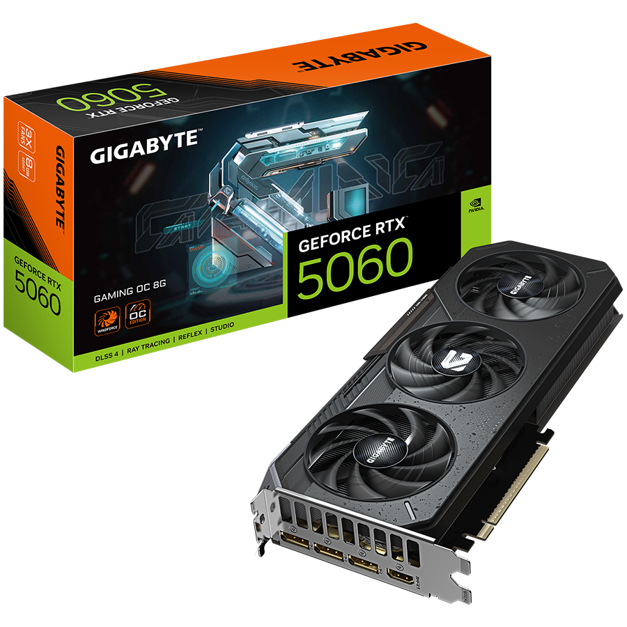 GIGABYTE GeForce RTX 5060 GAMING OC 8G GDDR7 grafična kartica, PCIe 5.0, 1xHDMI 2.1b, 3xDisplayPort 2.1b
