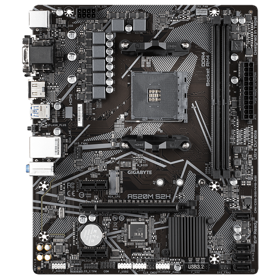GIGABYTE A520M S2H AM4 mATX osnovna plošča - AMD A520, 2xDDR4, 1xM.2, 4xSATA, 1Gb LAN, 1xD-SUB(VGA), 1xDVI-D, 1xHDMI