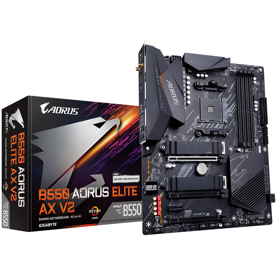 GIGABYTE B550 AORUS ELITE AX V2 AM4 ATX osnovna plošča - AMD B550, 4xDDR4, 2xM.2, 4xSATA, 2.5Gb LAN, WiFi 6E, BT, 1xDP, 1xHDMI