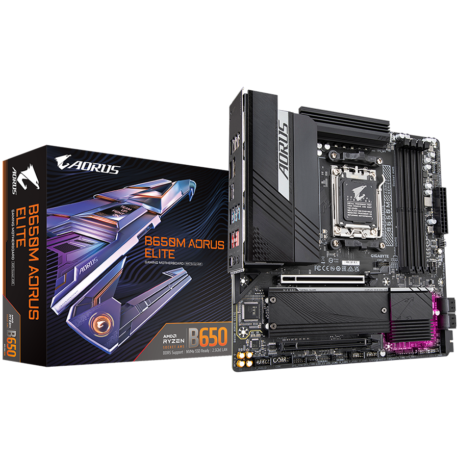 GIGABYTE B650M AORUS ELITE AM5 mATX osnovna plošča - AMD B650, 4xDDR5, 2xM.2, 4xSATA, 2.5Gb LAN, 1xDP, 1xHDMI