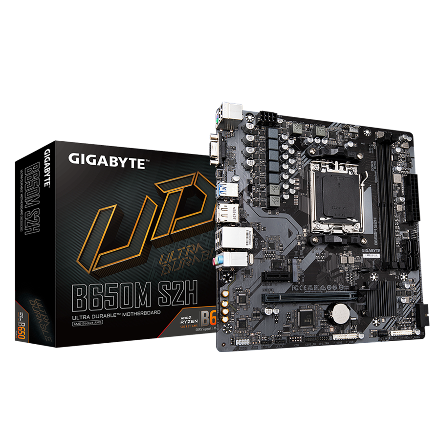 GIGABYTE B650M S2H AM5 mATX osnovna plošča - AMD B650, 2xDDR5, 1xM.2, 4xSATA, 1Gb LAN, 1xD-SUB(VGA), 1xDP, 1xHDMI