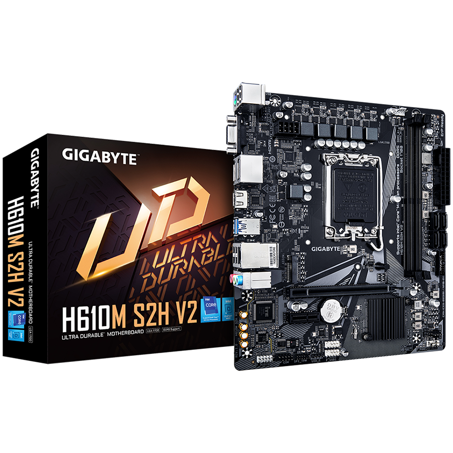 GIGABYTE H610M S2H V2 LGA1700 mATX osnovna plošča - Intel H610, 2xDDR5, 1xM.2, 4xSATA, 1Gb LAN, 1xD-SUB(VGA), 2xDP, 1xHDMI