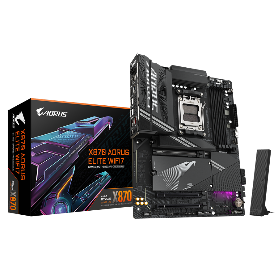 GIGABYTE X870 AORUS ELITE WIFI7 AM5 ATX osnovna plošča - AMD X870, 4xDDR5, 4xM.2, 4xSATA, 2.5Gb LAN, WiFi 7, BT, 1xHDMI, 2xUSB4 Type-C
