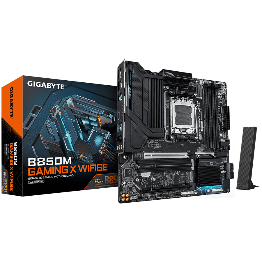 GIGABYTE B850M GAMING X WIFI6E AM5 mATX osnovna plošča - AMD B850, 4xDDR5, 2xM.2, 4xSATA, 2.5Gb LAN, WiFi 6E, BT, 1xHDMI, 2xDP