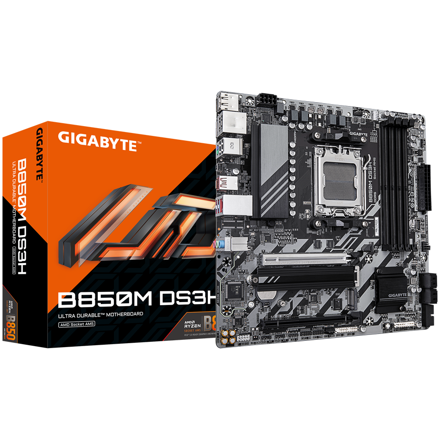 GIGABYTE B850M DS3H AM5 mATX osnovna plošča - AMD B850, 4xDDR5, 2xM.2, 4xSATA, 2.5Gb LAN, 2xDP, 1xHDMI