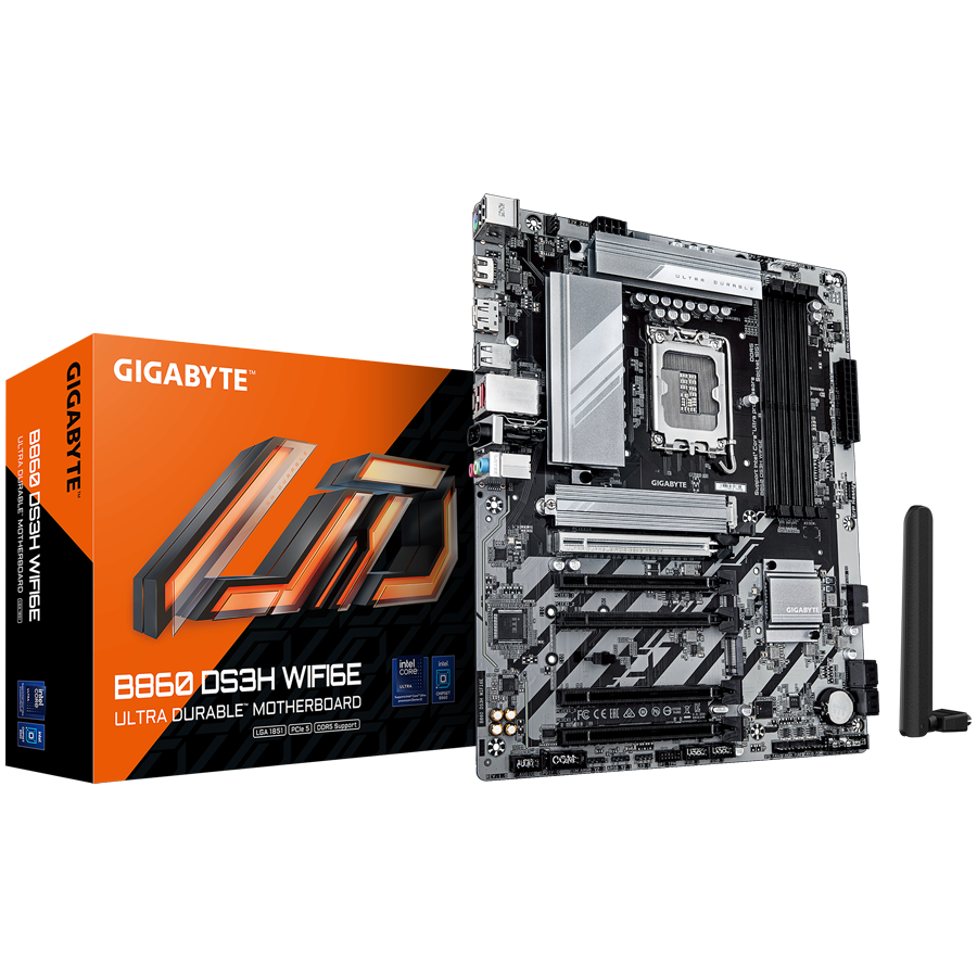GIGABYTE B860 DS3H WIFI6E LGA1851 ATX osnovna plošča - Intel B860, 4xDDR5, 2xM.2, 4xSATA, 2.5Gb LAN, WiFi 6E, BT, 1xDP, 1xHDMI