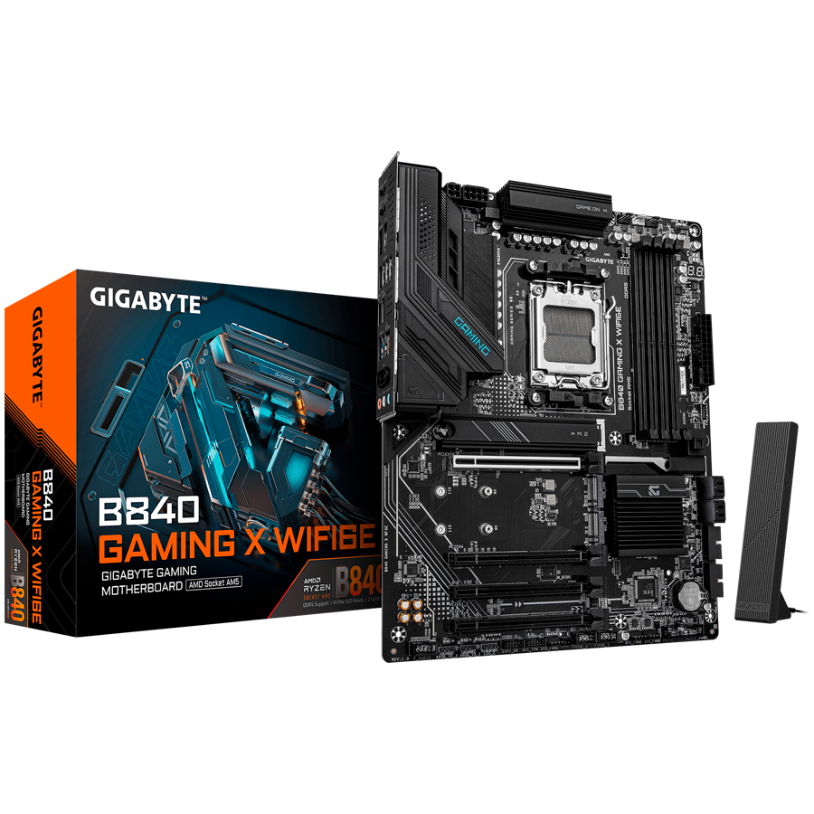 GIGABYTE B840 GAMING X WIFI6E AM5 ATX osnovna plošča - AMD B840, 4xDDR5, 3xM.2, 4xSATA, 2.5Gb LAN, WiFi 6E, BT, 1xHDMI, 1xDP