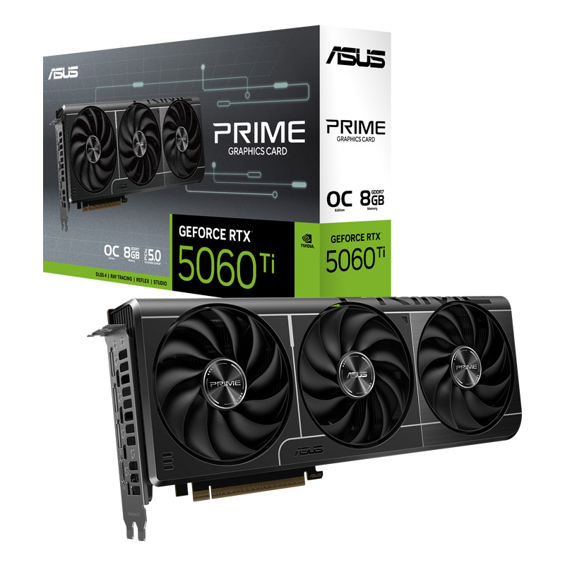 ASUS Prime GeForce RTX 5060 Ti OC Edition 8GB GDDR7 (PRIME-RTX5060TI-O8G) grafična kartica, PCIe 5.0, 1xHDMI 2.1b, 3xDisplayPort 2.1b