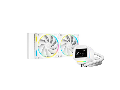 Komplet za tekočinsko hlajenje AIO Liquid Cooler DeepCool LM240 WH, 240mm, LCD, ARGB, bel