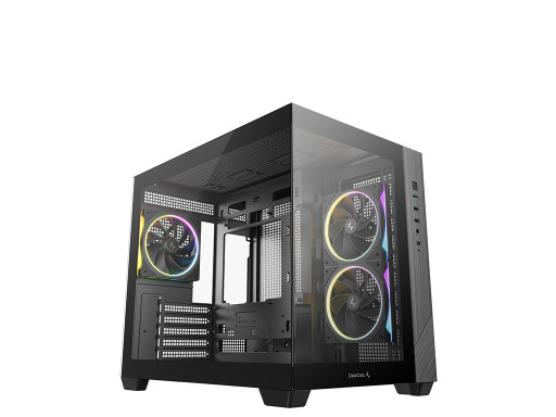 Računalniško ohišje DeepCool CG330 3F, micro-ATX, kaljeno steklo, črno
