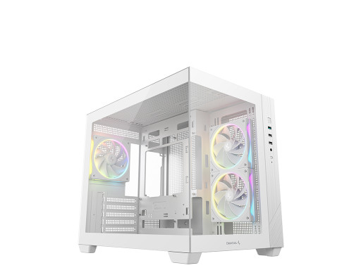 Računalniško ohišje DeepCool CG330 3F WH, micro-ATX, kaljeno steklo, belo