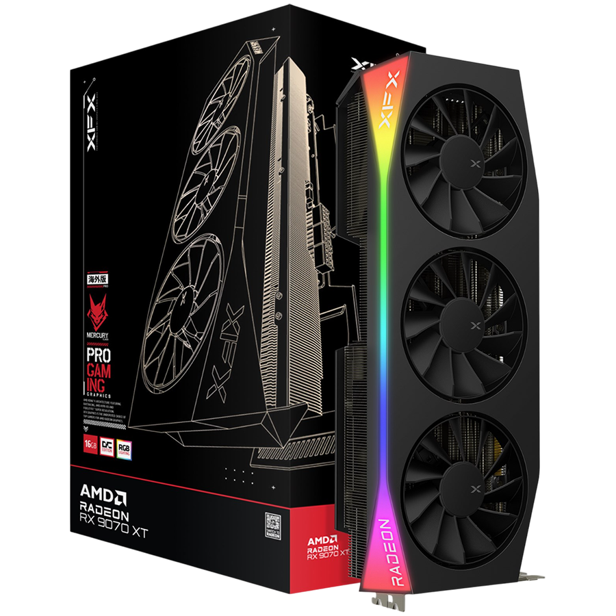 XFX Mercury AMD Radeon RX 9070 XT OC Gaming Edition with RGB 16GB GDDR6 grafična kartica, PCIe 5.0, 1xHDMI 2.1, 3xDisplayPort 2.1