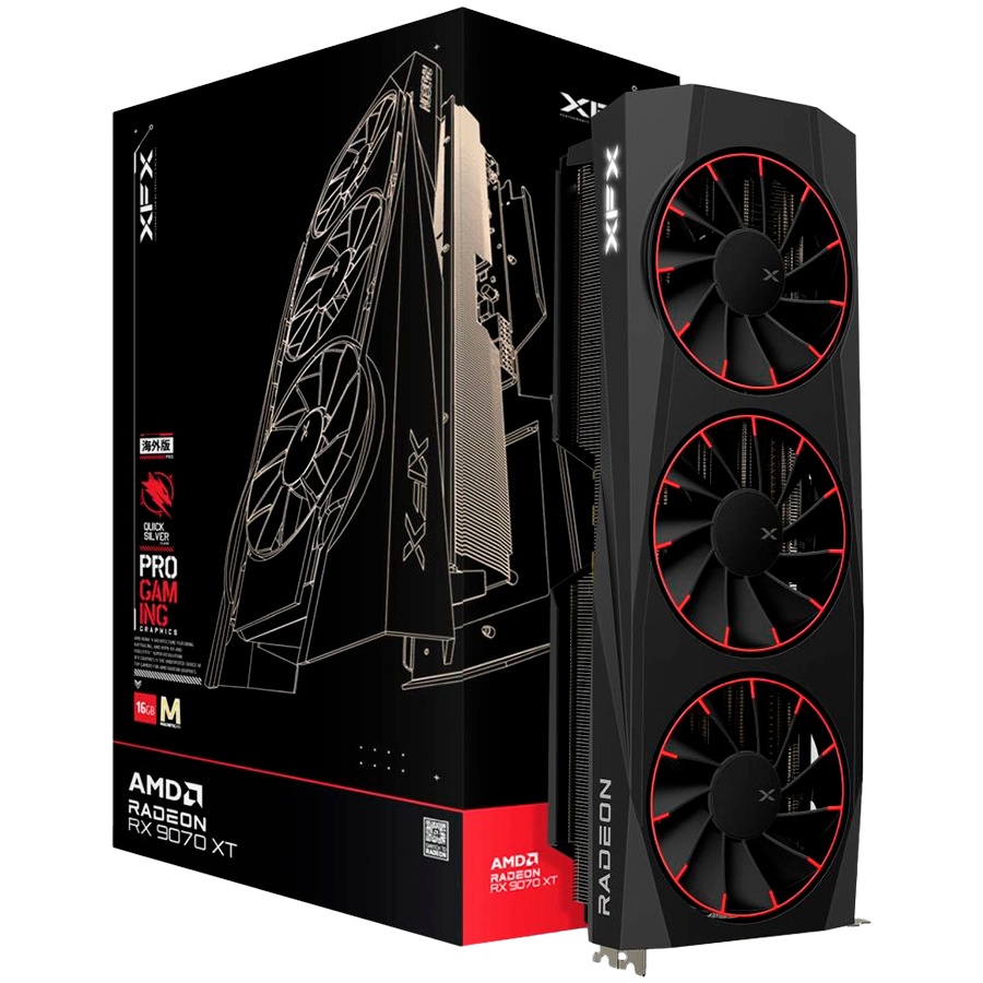 XFX Quicksilver AMD Radeon RX 9070 XT Magnetic Air Edition 16GB GDDR6 grafična kartica, PCIe 5.0, 1xHDMI 2.1, 3xDisplayPort 2.1
