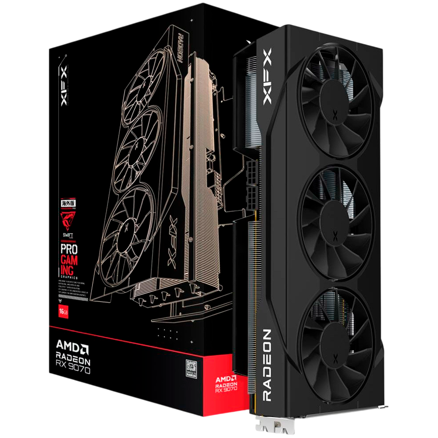 XFX Swift AMD Radeon RX 9070 OC Triple 90mm Fan Gaming Edition 16GB GDDR6 grafična kartica, PCIe 5.0, 1xHDMI 2.1, 3xDisplayPort 2.1