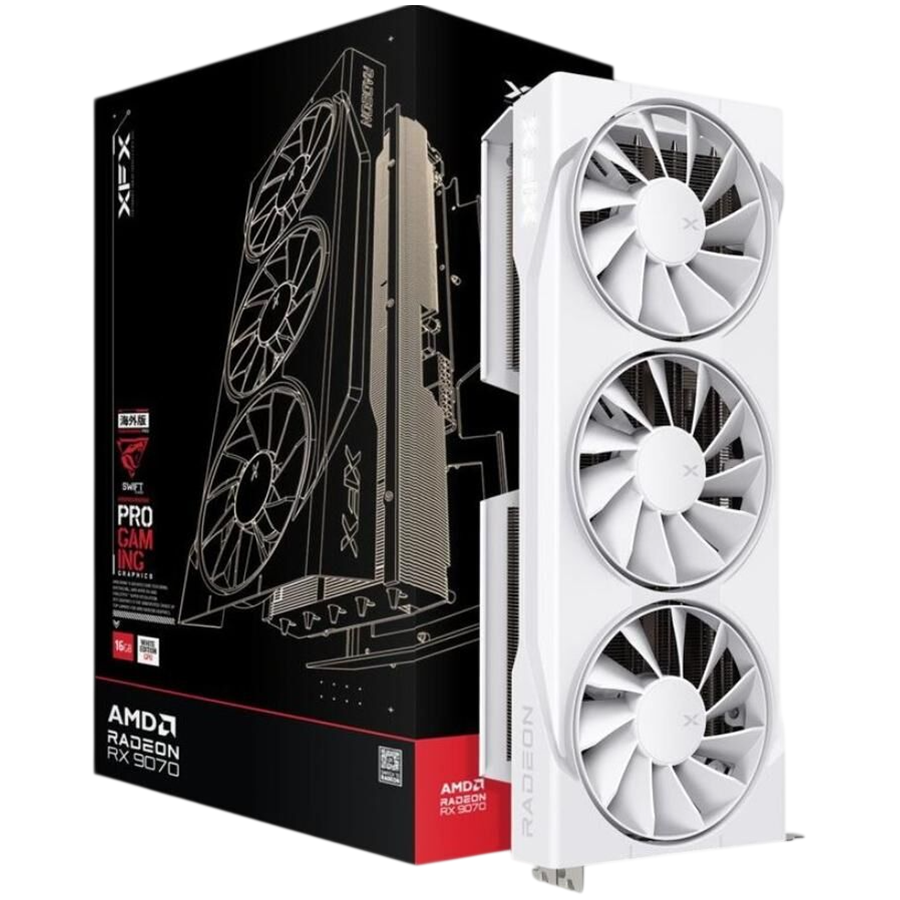 XFX Swift AMD Radeon RX 9070 OC White Triple 90mm Fan Gaming Edition 16GB GDDR6 grafična kartica, PCIe 5.0, 1xHDMI 2.1, 3xDisplayPort 2.1