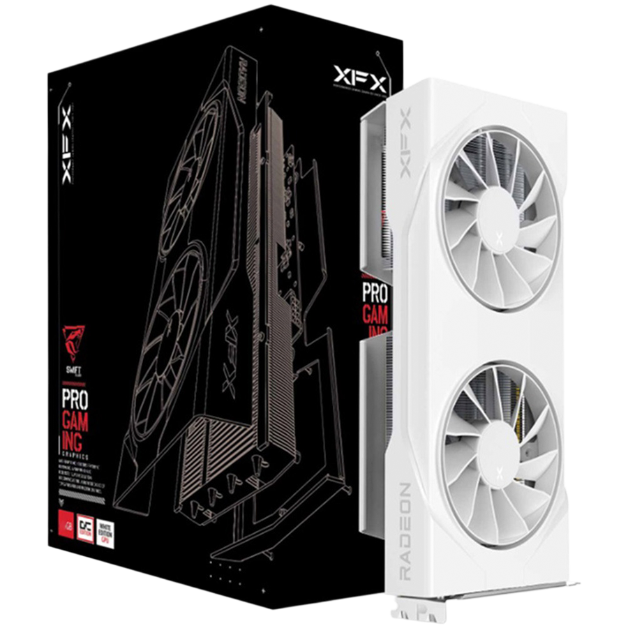 XFX Swift AMD Radeon RX 9060 XT OC White Gaming Edition 8GB GDDR6 grafična kartica, PCIe 5.0, 1xHDMI 2.1, 2xDisplayPort 2.1