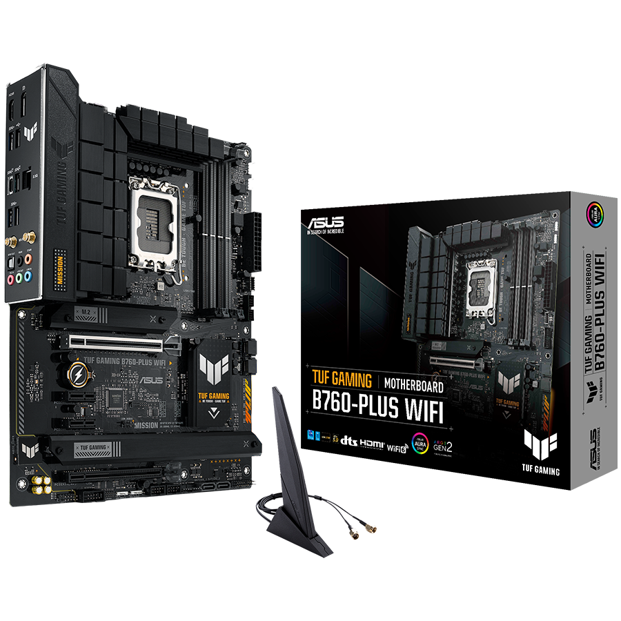 ASUS TUF GAMING B760-PLUS WIFI LGA1700 ATX igralna matična plošča - Intel B760 4xDIMM DDR5 3xM.2 4xSATA PCIe 5.0 2.5Gb Ethernet WiFi 6 + Bluetooth 1xDisplayPort 1xHDMI s podporo za Aura Sync