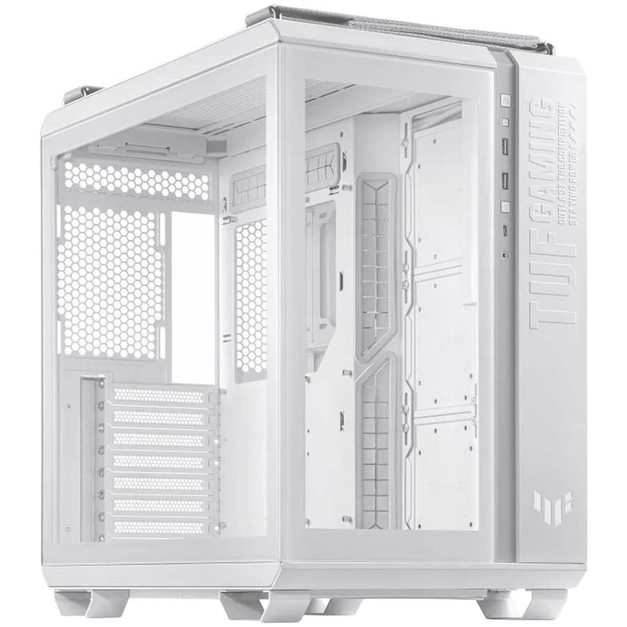 ASUS TUF Gaming GT502 PLUS ATX Gaming ohišje bele barve, Dual Chamber Chassis, Panoramic View, Tempered Glass front and side panel, Tool-Free side panels, pre-installed 4 ARGB fans & fan hub, Front Panel High-Speed USB Type-C