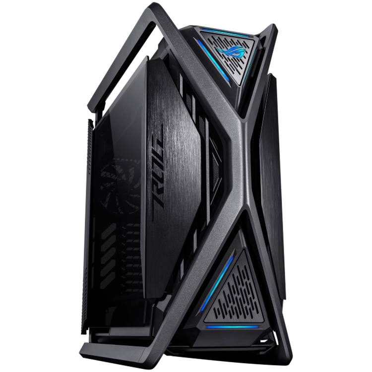 ASUS ROG Hyperion GR701 BTF Edition E-ATX PC ohišje črno, motherboard hidden connectors design support, 420 mm dual radiator support, four 140 mm fans, metal GPU holder, component storage, ARGB fan hub, Aura Sync, 60W fast charging