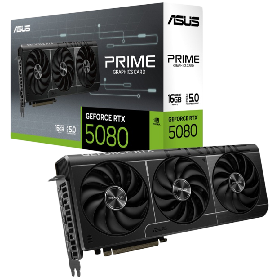 ASUS Prime GeForce RTX 5080 16GB GDDR7 (PRIME-RTX5080-16G) grafična kartica, PCIe 5.0, 1xHDMI 2.1b, 3xDisplayPort 2.1b