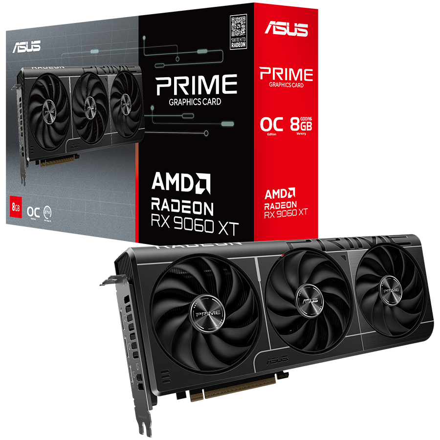 ASUS Prime Radeon RX 9060 XT OC Edition 8GB GDDR6 (PRIME-RX9060XT-O8G) grafična kartica, PCIe 5.0, 1xHDMI 2.1b, 2xDisplayPort 2.1a