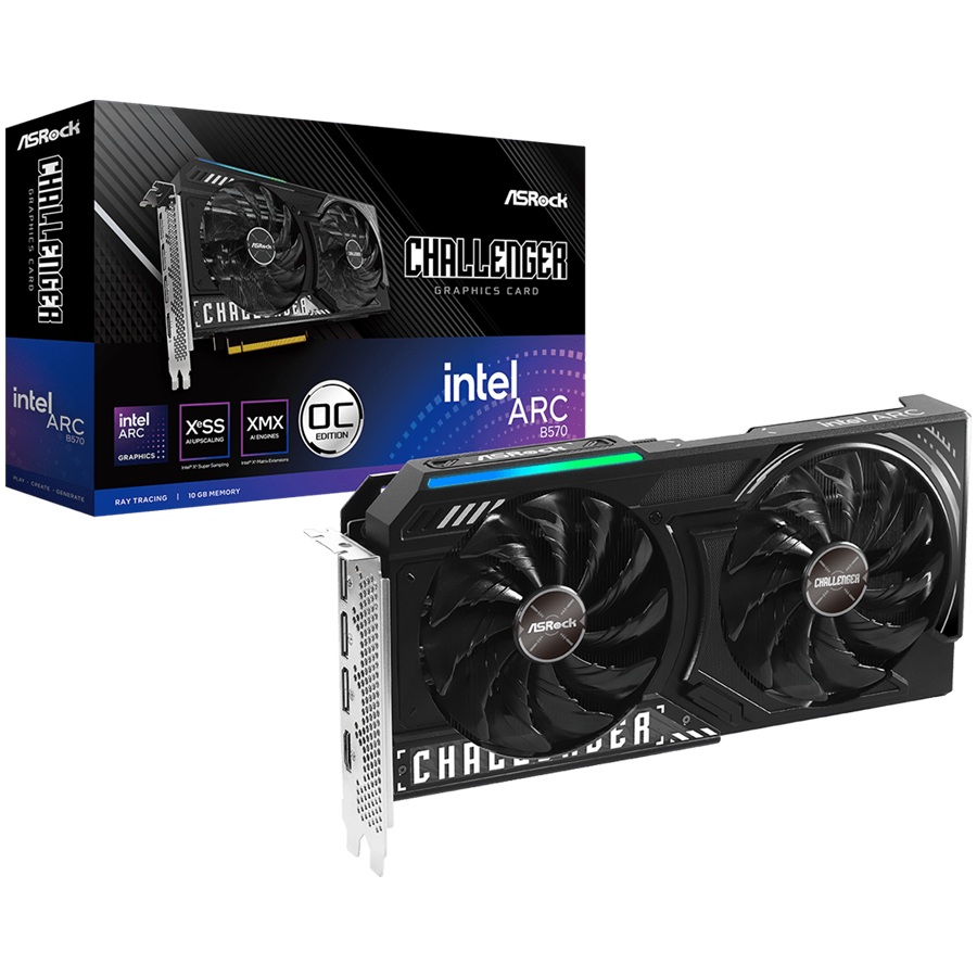 ASROCK Intel Arc B570 Challenger OC 10GB GDDR6 grafična kartica, PCIe 4.0, 1x HDMI 2.1a, 3xDisplayPort 2.1