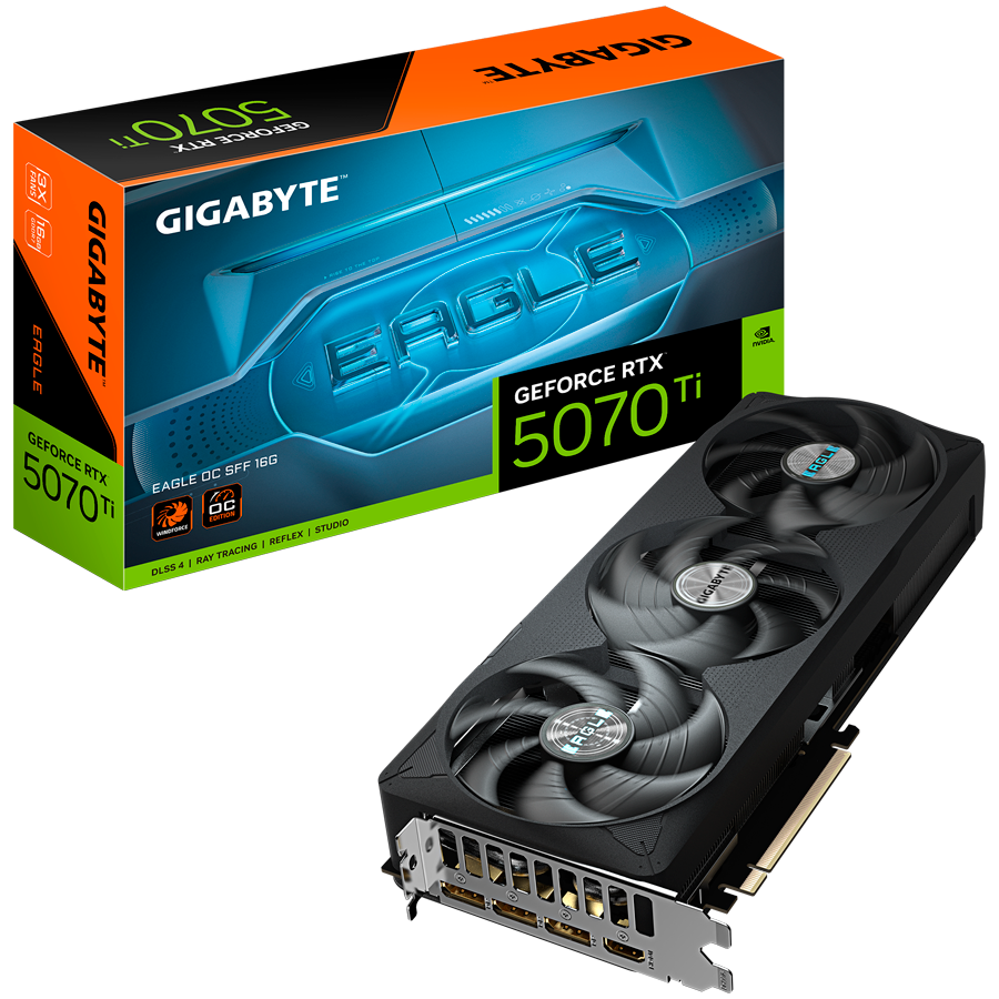GIGABYTE GeForce RTX 5070 Ti EAGLE OC SFF 16G GDDR7 grafična kartica, PCIe 5.0, 1xHDMI 2.1b, 3xDisplayPort 2.1b