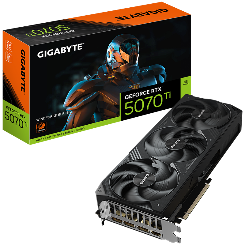 GIGABYTE GeForce RTX 5070 Ti WINDFORCE SFF 16G GDDR7 grafična kartica, PCIe 5.0, 1xHDMI 2.1b, 3xDisplayPort 2.1b
