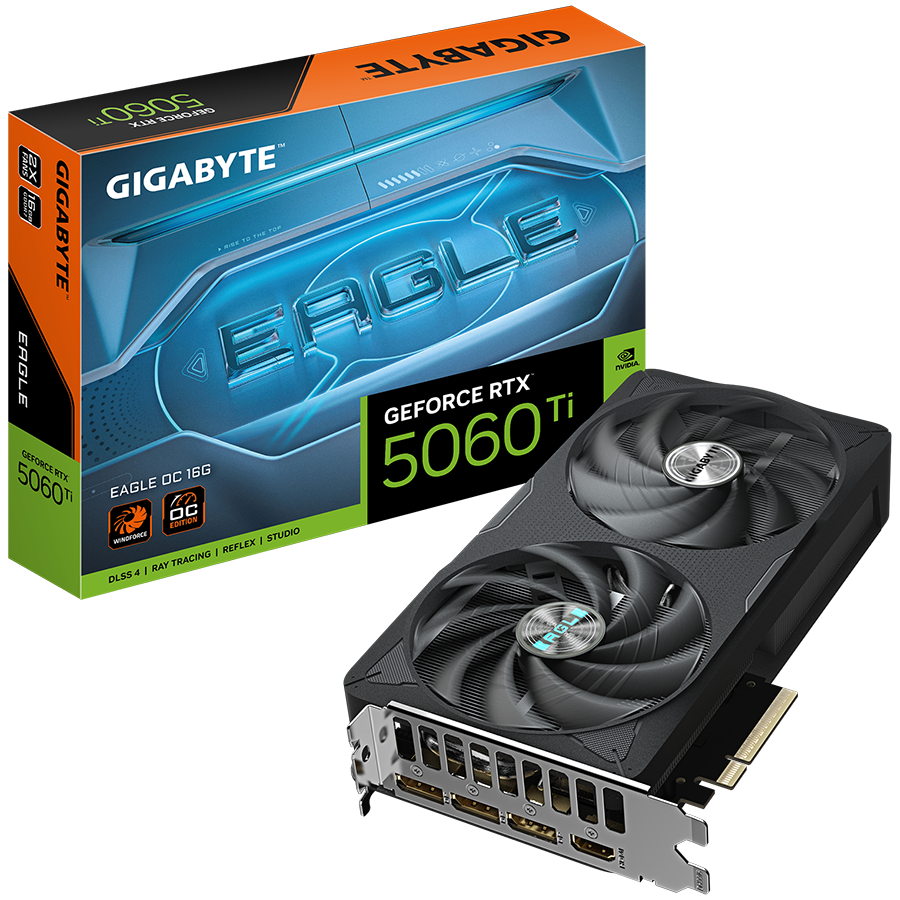 GIGABYTE GeForce RTX 5060 Ti EAGLE OC 16G GDDR7 grafična kartica, PCIe 5.0, 1xHDMI 2.1b, 3xDisplayPort 2.1b