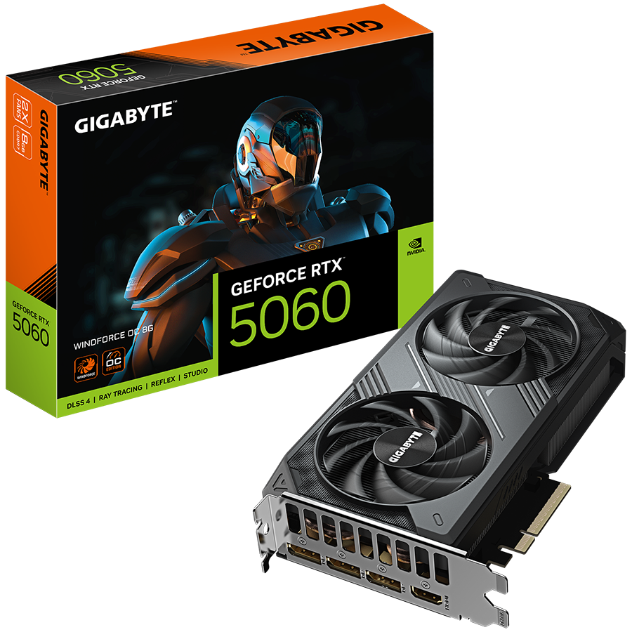 GIGABYTE GeForce RTX 5060 WINDFORCE OC 8G GDDR7 grafična kartica, PCIe 5.0, 1xHDMI 2.1b, 3xDisplayPort 2.1b