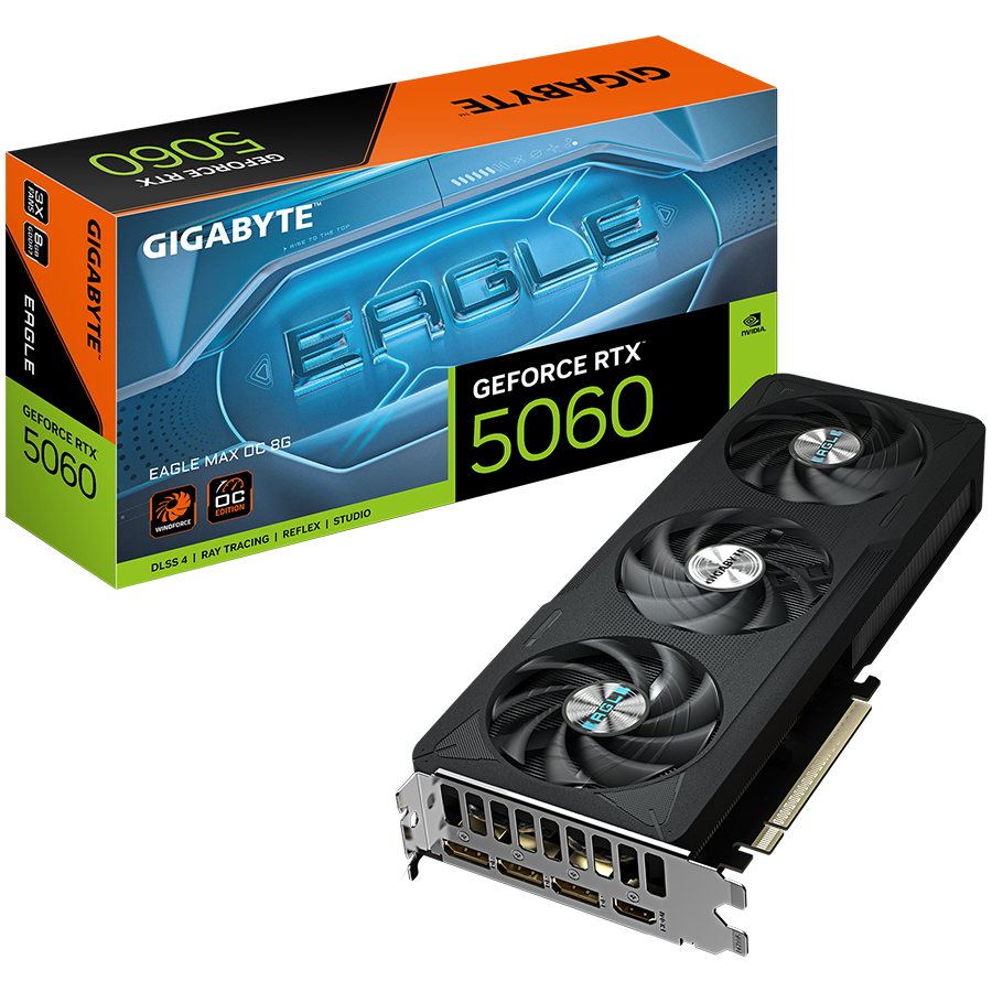 GIGABYTE GeForce RTX 5060 EAGLE MAX OC 8G GDDR7 grafična kartica, PCIe 5.0, 1xHDMI 2.1b, 3xDisplayPort 2.1b
