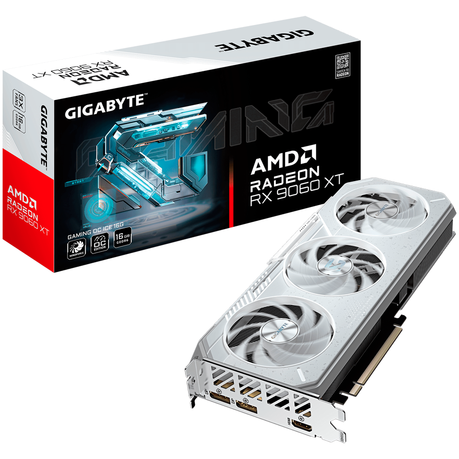 GIGABYTE Radeon RX 9060 XT GAMING OC ICE 16G GDDR6 grafična kartica, PCIe 5.0, 1xHDMI 2.1b, 2xDisplayPort 2.1a