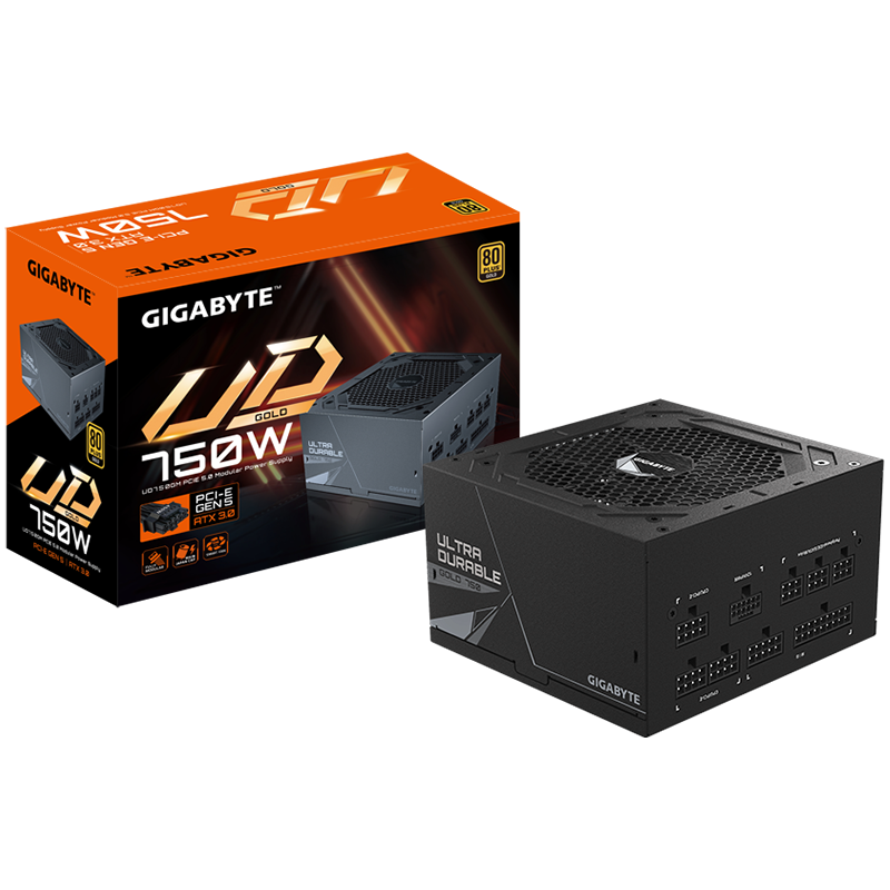 GIGABYTE UD750GM PG5 750W modularni napajalnik, 80 PLUS Gold, podpora za PCIe Gen 5.0 in ATX 3.0 standard