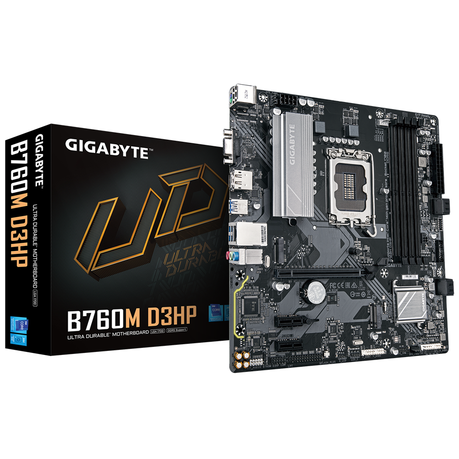 GIGABYTE B760M D3HP LGA1700 mATX osnovna plošča - Intel B760, 4xDDR5, 2xM.2, 4xSATA, 1Gb LAN, 1xD-SUB(VGA), 1xDP, 1xHDMI