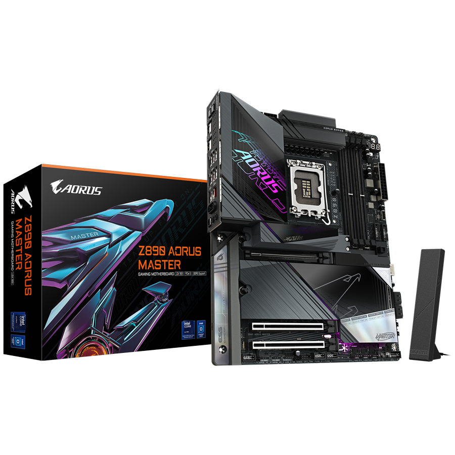 GIGABYTE Z890 AORUS MASTER LGA1851 ATX osnovna plošča - Intel Z890, 4xDDR5, 5xM.2, 4xSATA, 10Gb LAN, WiFi 7, BT, 2x Intel TB4 (USB4 Type-C), 1xHDMI (spredaj)