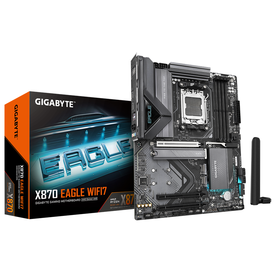 GIGAYBTE X870 EAGLE WIFI7 AM5 ATX osnovna plošča - AMD X870, 4xDDR5, 3xM.2, 4xSATA, 2.5Gb LAN, WiFi 7, BT, 1xHDMI, 2xUSB4 Type-C