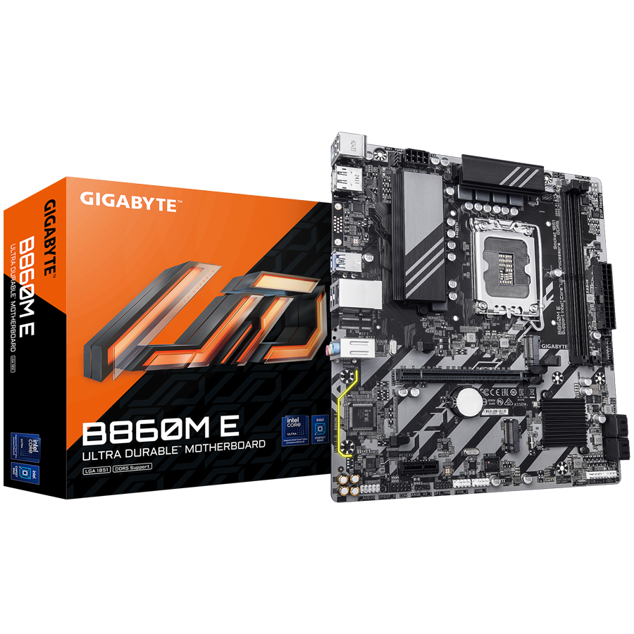 GIGABYTE B860M E LGA1851 mATX osnovna plošča - Intel B860, 2xDDR5, 2xM.2, 4xSATA, 1Gb LAN, 1xDP, 1xHDMI