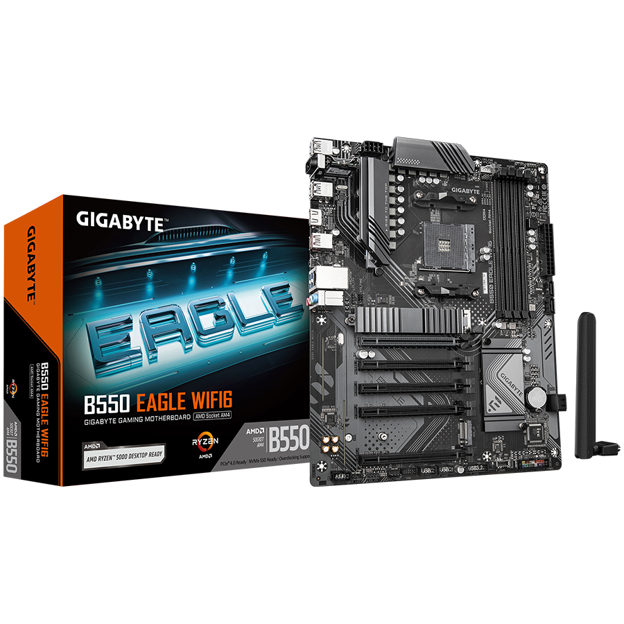 GIGABYTE B550 EAGLE WIFI6 AM4 ATX osnovna plošča - AMD B550, 4xDDR4, 2xM.2, 4xSATA, 1Gb LAN, WiFi 6, BT, 1xHDMI