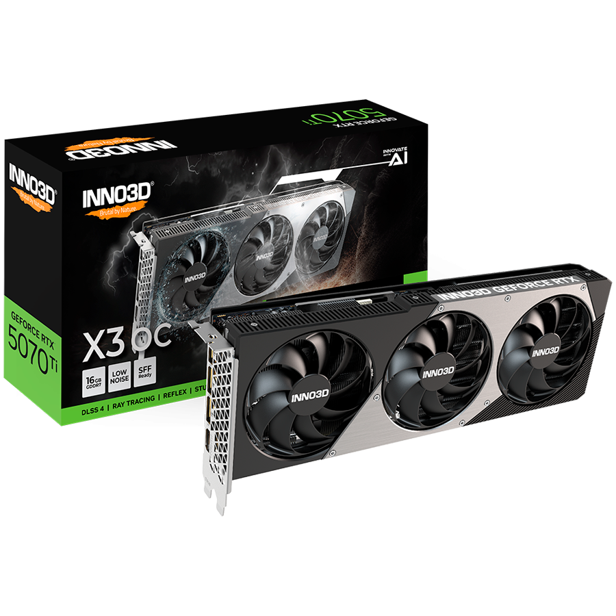 INNO3D GeForce RTX 5070 Ti X3 OC 16GB GDDR7 grafična kartica, PCIe 5.0, 1xHDMI 2.1b, 3xDisplayPort 2.1b