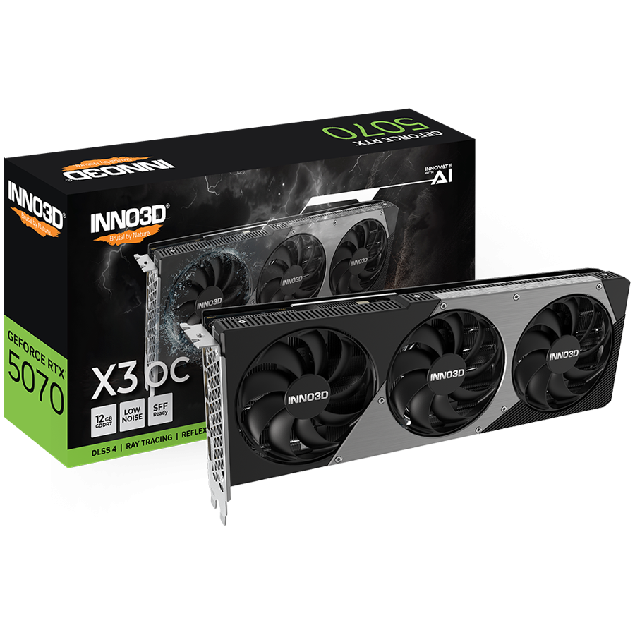 INNO3D GeForce RTX 5070 X3 OC 12GB GDDR7 grafična kartica, PCIe 5.0, 1xHDMI 2.1b, 3xDisplayPort 2.1b